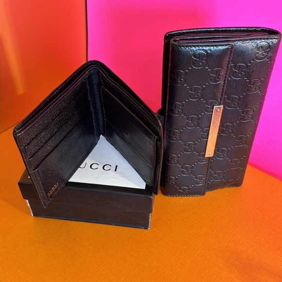 Bundele two items Gucci man’s wallet and Gucci woman wallet black on black - Picture 3 of 3